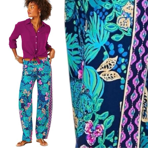 Lilly Pulitzer NWT BAL HARBOUR PALAZZO,  LOW TIDE NAVY LIFE OF THE PARTY PANT S - Picture 3 of 10